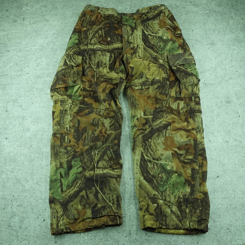 Pella Advantage Timber Camo Cargo Pants Men 36x30 Made in USA Brushed Nylon